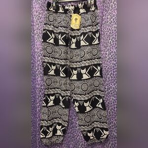 Angel Black and White Cat Pattern Harem Pants From Thailand
